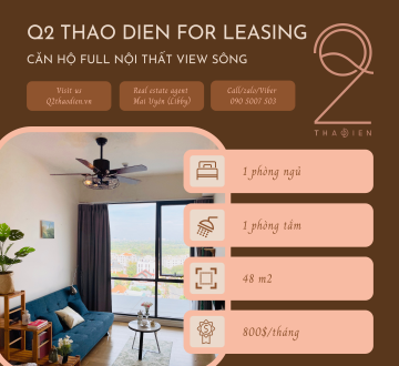 Cho thuê căn hộ 1PN tại Q2 THAO DIEN -  View sông, Full nội thất hiện đại