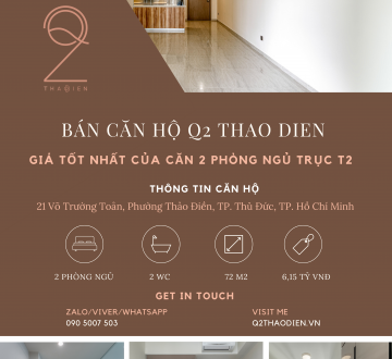 Bán căn hộ 2 phòng ngủ tại Q2 THAO DIEN - Giá tốt nhất của trục T2, giá all in chỉ 6,15 tỷ