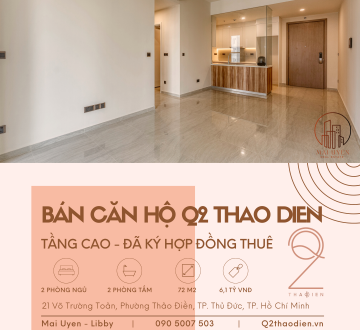 Bán căn hộ 2 phòng ngủ tại Q2 THAO DIEN - Tầng cao, đã ký hợp đồng thuê 