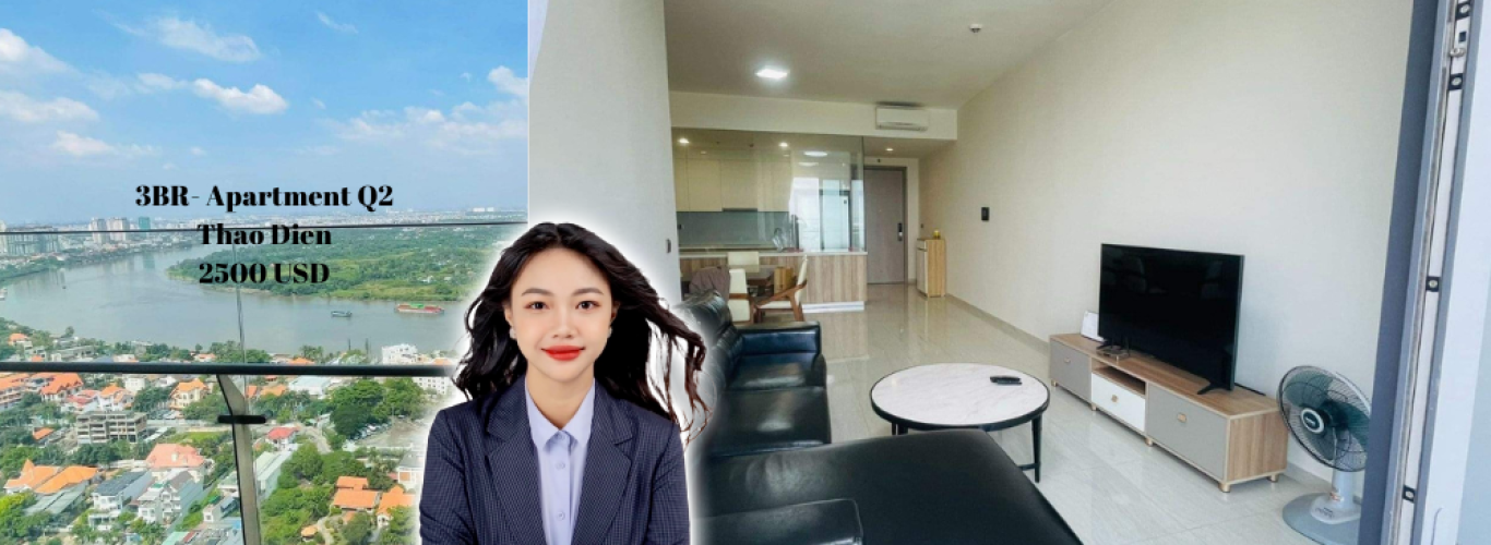 3 Phòng Ngủ Q2 Thao Dien View Sông Tuyệt Vời, Cho thuê chỉ 2500 USD net