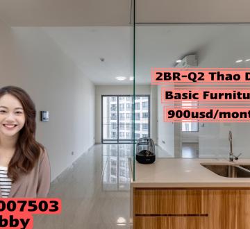 Căn hộ 2 phòng ngủ cho thuê Q2 Thao Dien- nhà trống cơ bản- 900 USD/ tháng